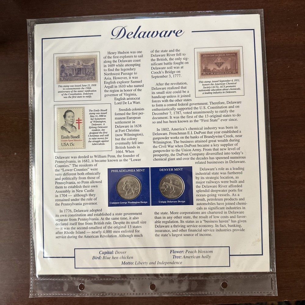 Delaware Quarter and Stamp State Page MINT!!!!
