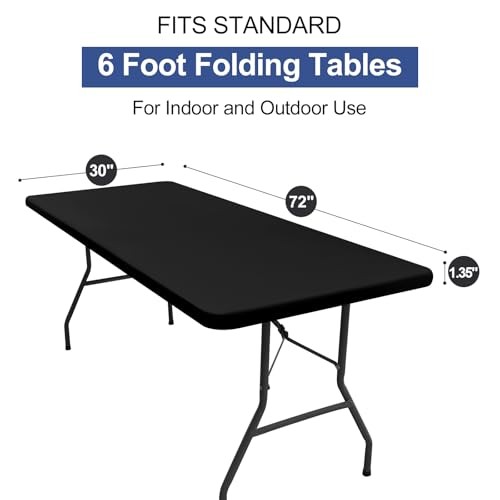 6 Foot Rectangle Elastic Fitted Tablecloth, 72" x 30" (Rectangular) 1 Black