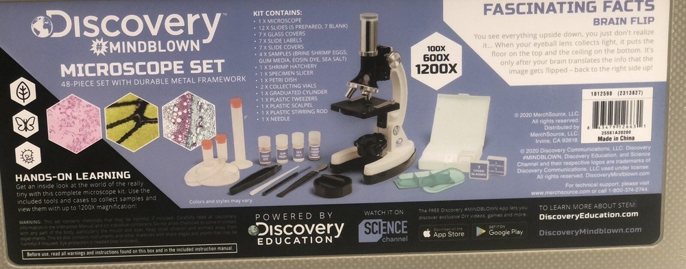 Microscope Set 48-Piece with Durable Metal Framework, 120X-1200X Magnification