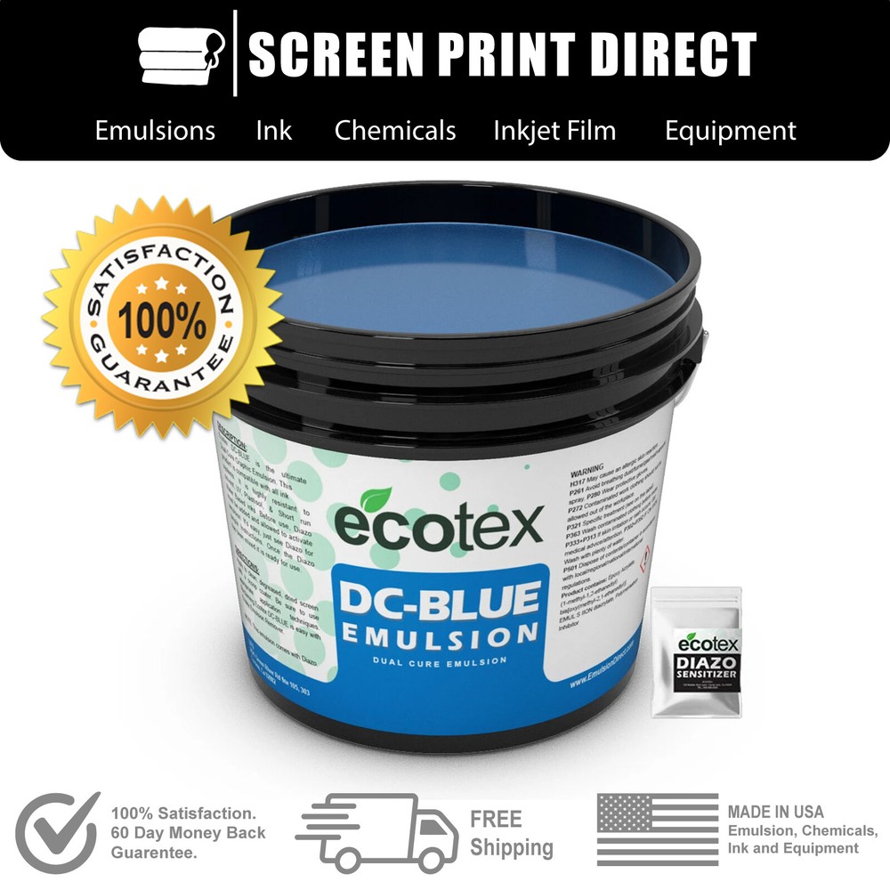 Ecotex® Dual Cure Blue - Graphic Dual-Cure Screen Printing Emulsion - Quart