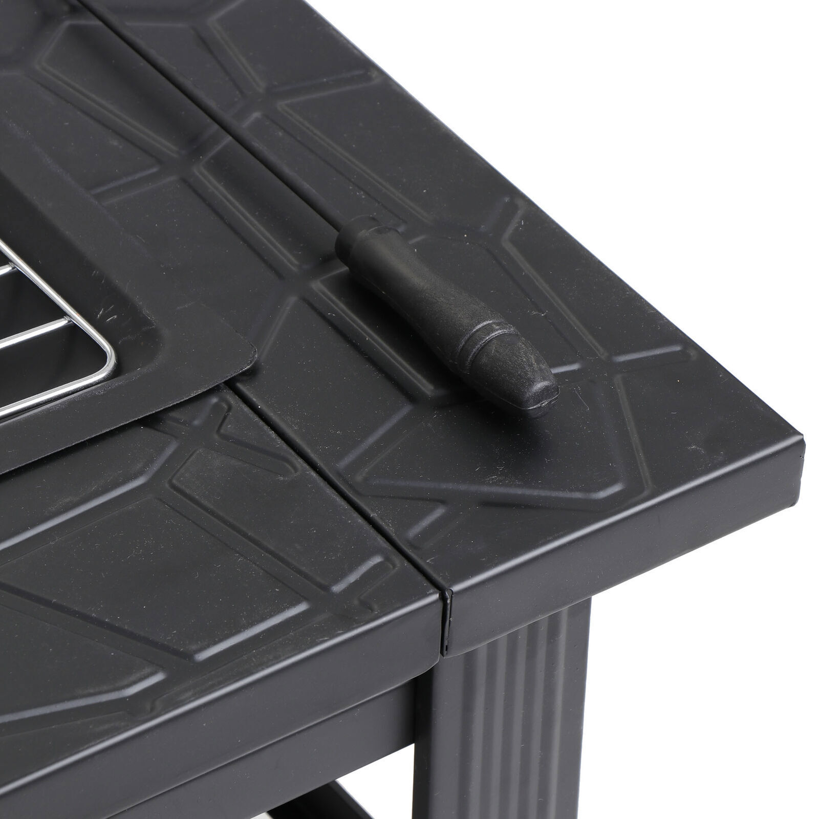 32" Fire Pit Square Metal Firepit Backyard Patio Garden Stove W/Cover Outdoor