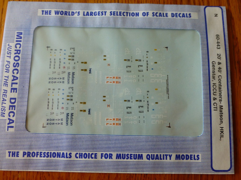 Microscale Decal N  #60-443 Assorted Containers-"Container - Ribbed - 40' & 20'