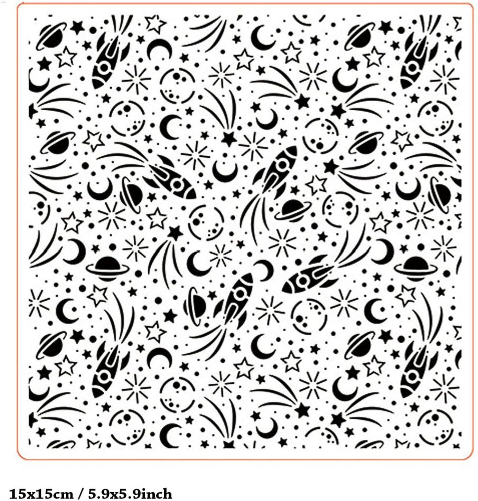 Space Rocket Plastic Embossing Folder (5.9"X5.9''| Rockets Pattern) Paper Crafts