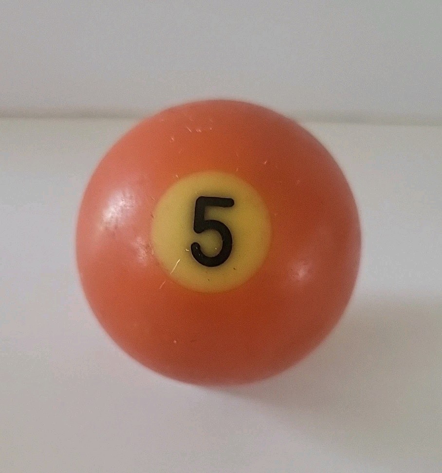Vintage No. 5 Solid Orange Pool Ball Billiard 2" Replacement (K)