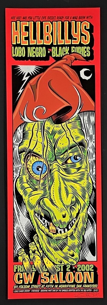 Demonics Hellbillies POSTER Set Firehouse Silkscreen Signed Chuck Sperry 2002