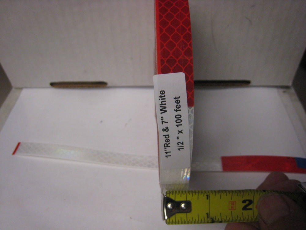 1/2" x 100' Roll SILVER & RED PRISMATIC REFLECTIVE TAPE 7-11 DOT-C2