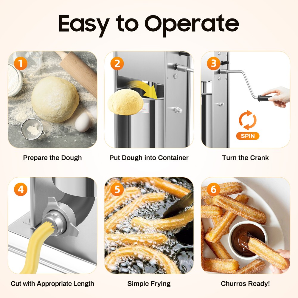 Vertical Manual Spanish Donuts Churrera Churros Commercial Machine Maker 5L