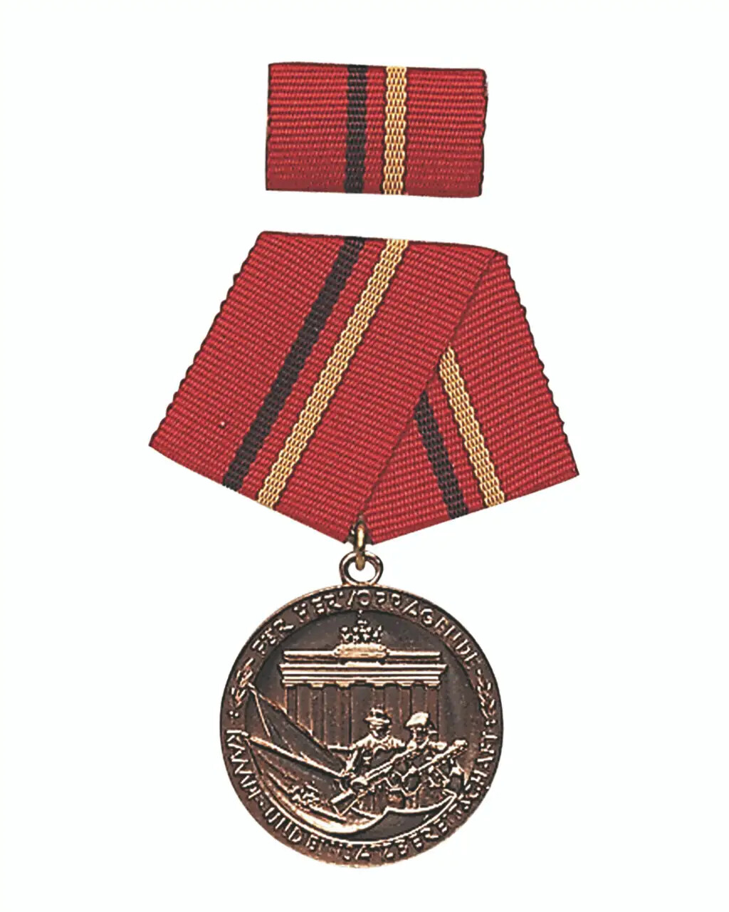 Authentic New East German Army Bronze Combat Medal w/ Ribbon Free Ship!