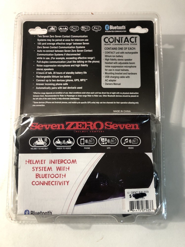 Seven Zero Seven Contact Helmet Communication System with Bluetooth.