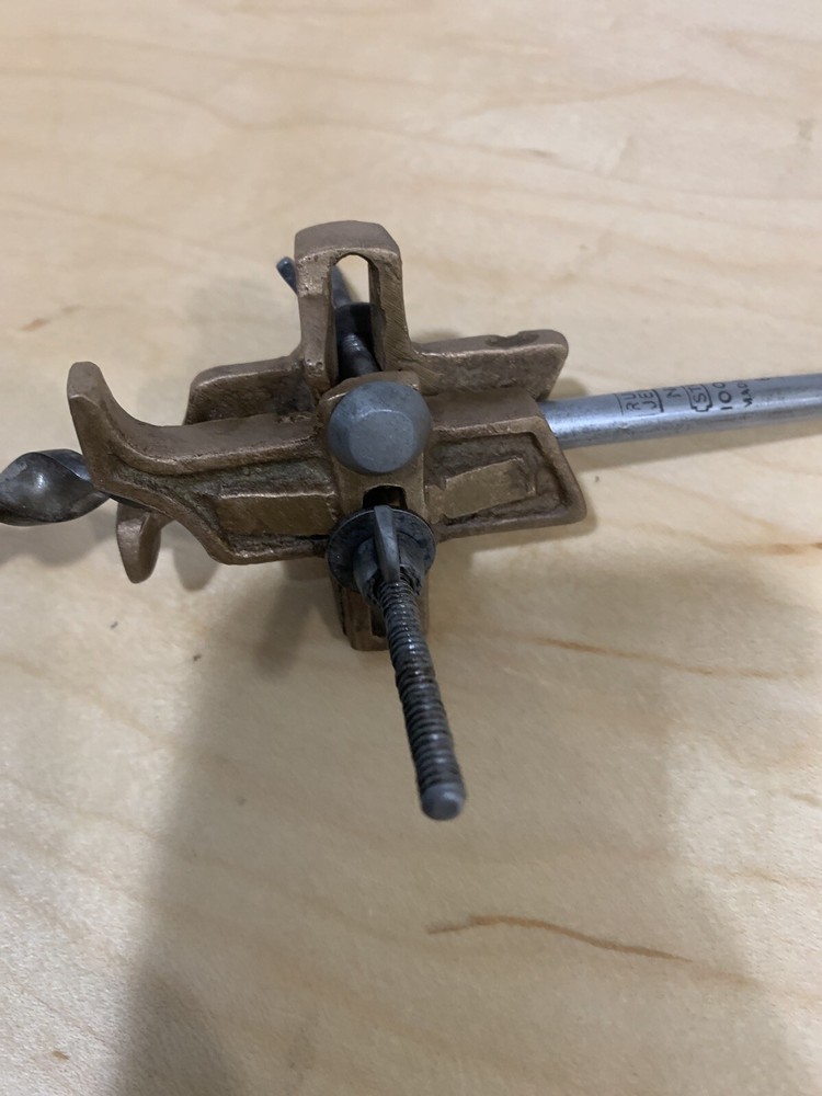 Vintage Stanley N0.49 Bronze Adjustable Auger Bit Gauge Solid Bronze.