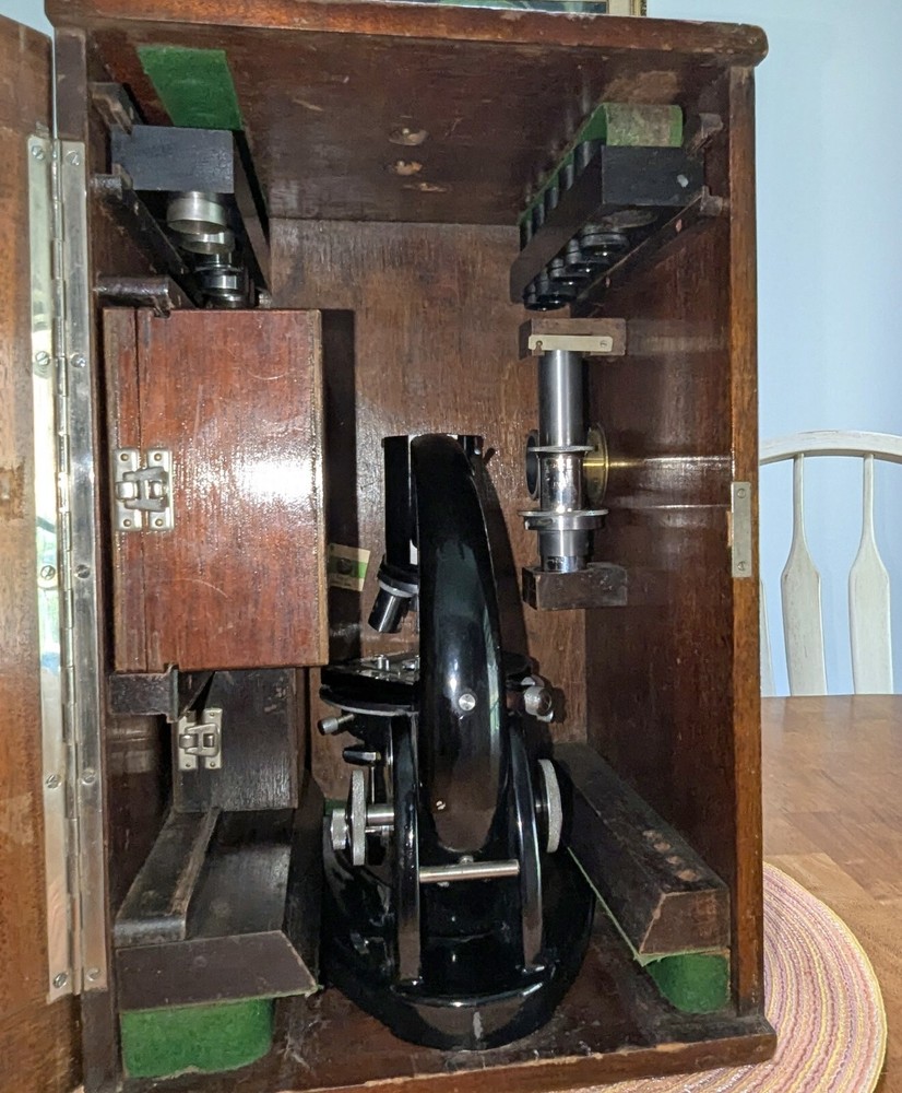 Antique C BAKER London Precision Microscope Complete Set Binocular NICE Loaded