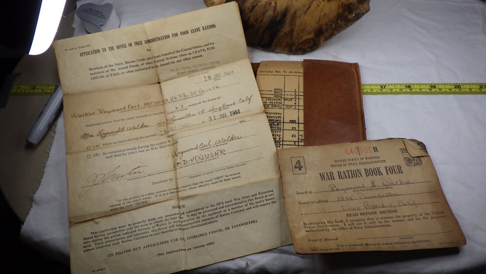 Vintage WWII War Rations Leather Book Four w/ Stamps Emergency First Aid 1994