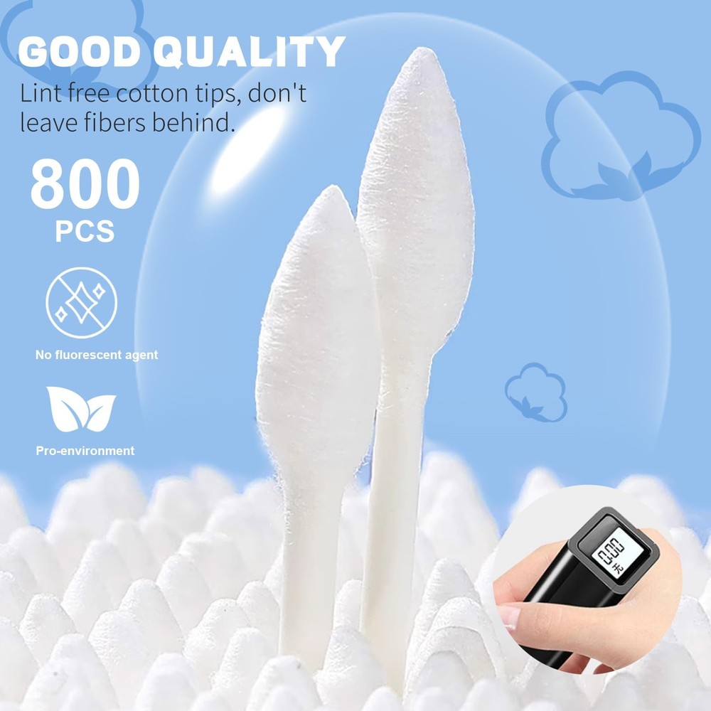 Pointed Tip Cotton Swabs, 800 Count Double Precision Pointed, White