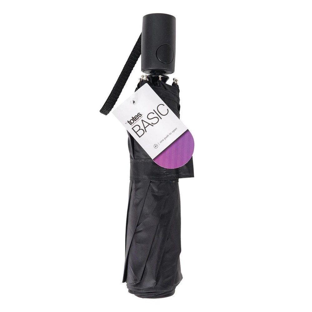 totes Basic auto open umbrella ~ 42 Coverage ~ Black NEW