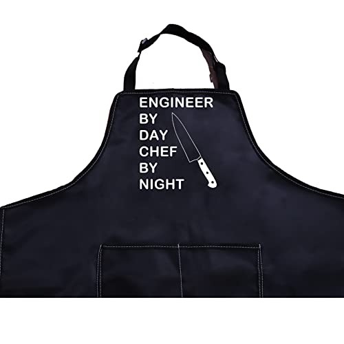 Funny Engineer Gift Kitchen Apron Cooking Lover Gift Engineer By Day Black