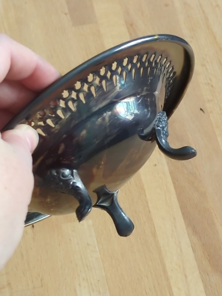 VINTAGE F.B. ROGERS CO. SILVER-PLATED CANDY DISH WITH HANDLES OVAL 4.5"*3.5"*2"