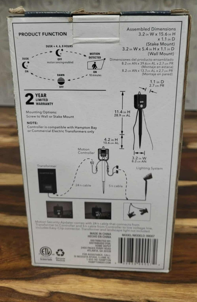 Hampton Bay Landscape Motion Security Controller 1005 705 790 New Open Box