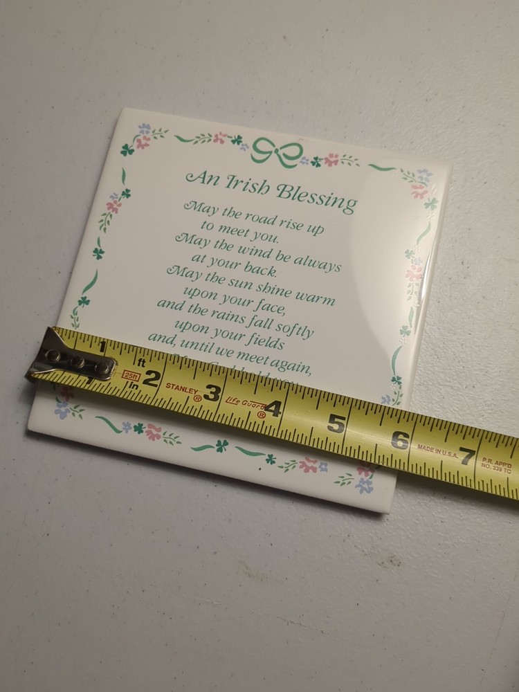 An Irish Blessing Ceramic Tile 6" Square RUSS Cork Backing