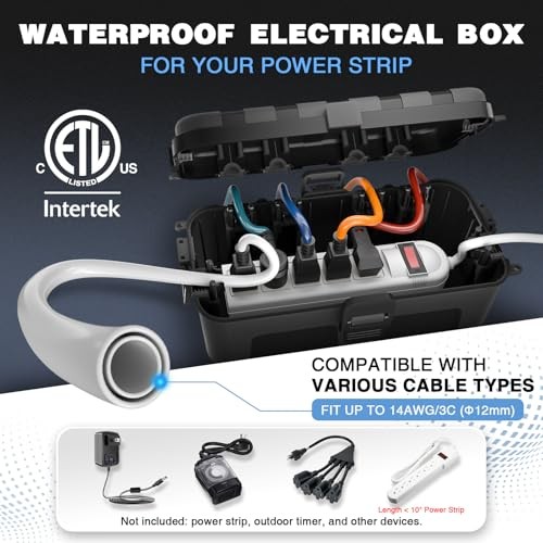 [] Outdoor Electrical Box Waterproof, Medium Weatherproof 2 Pack Black
