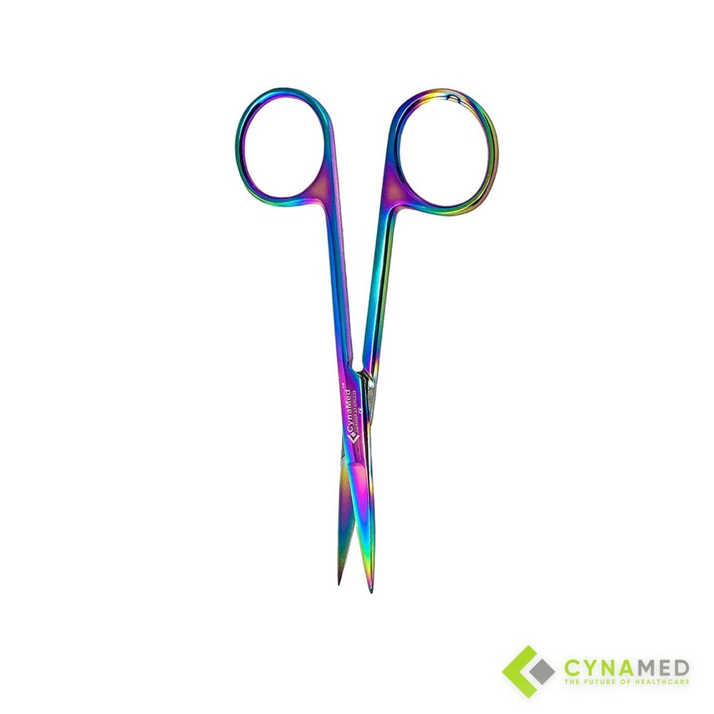Iris Dissecting Scissors 4.5" with Multi Color Rainbow Plasma Titanium Coating