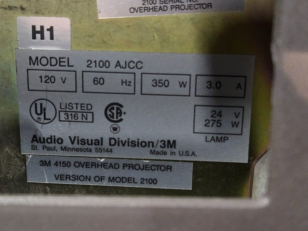 3M Overhead Projector Model 2100 4150 with Working Lamp + Hard Case