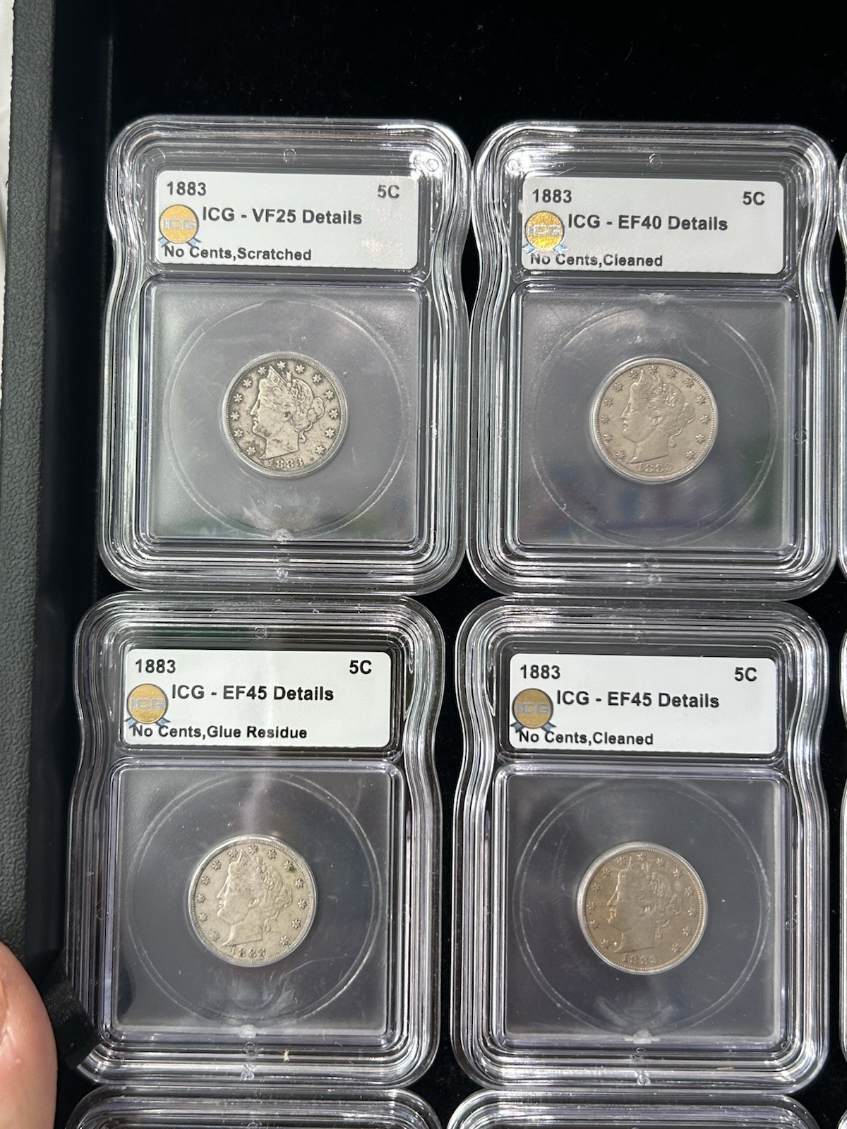 SASA Lot Of (12) 1883-1911 liberty V nickel ICG Graded Details