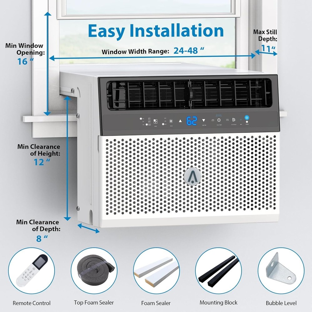 8000 BTU Window Air Conditioner,ac window unit with Remote Control