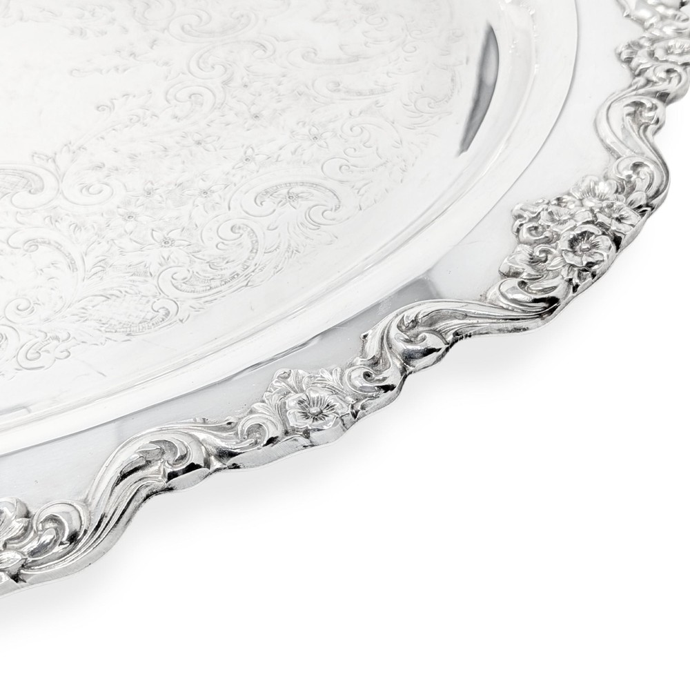 Poole #400 Lancaster Rose Silverplate 30" Serving Tray