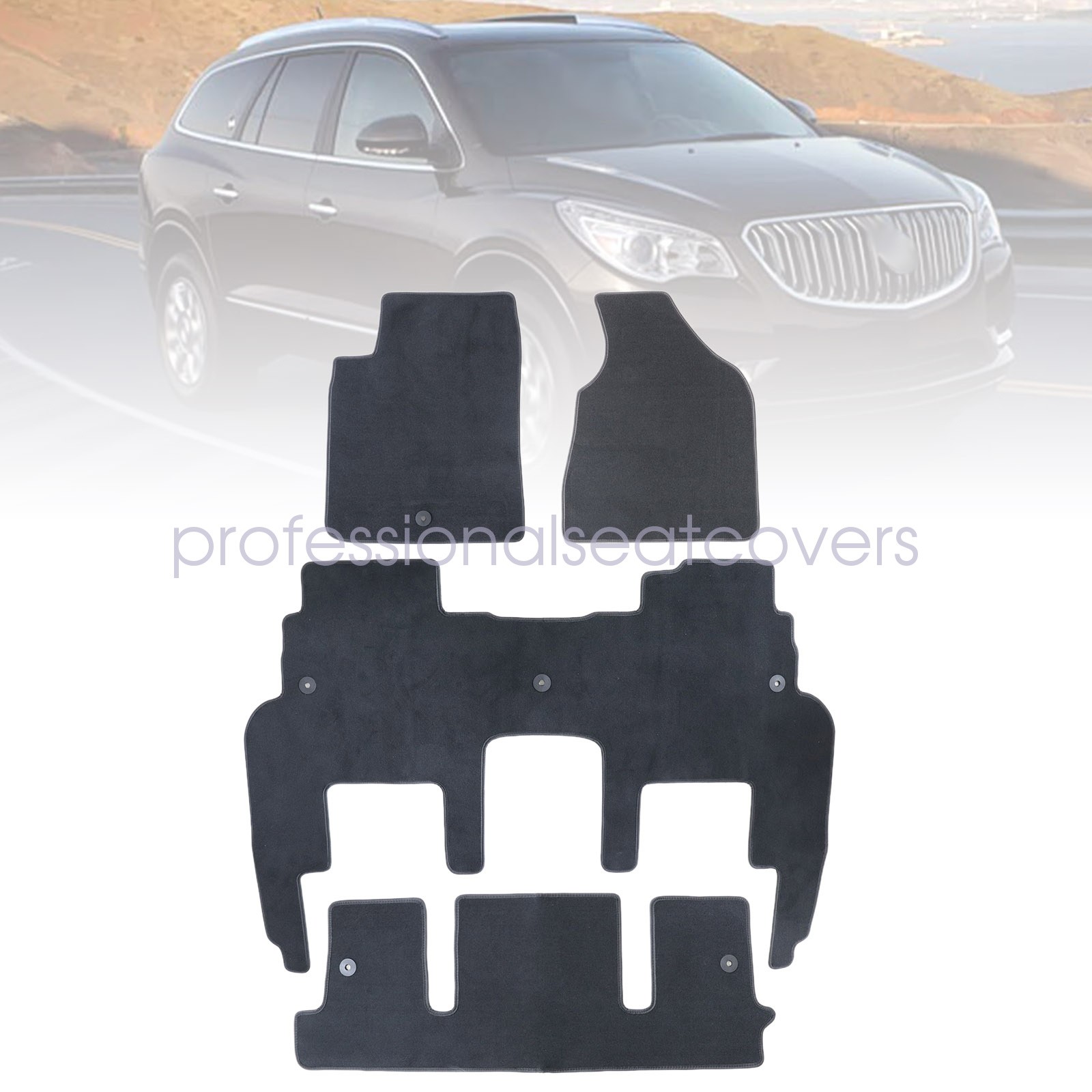 Floor Mats Carpet Velour Fits 2009-2017 Buick Enclave GMC Acadia Chevy Traverse