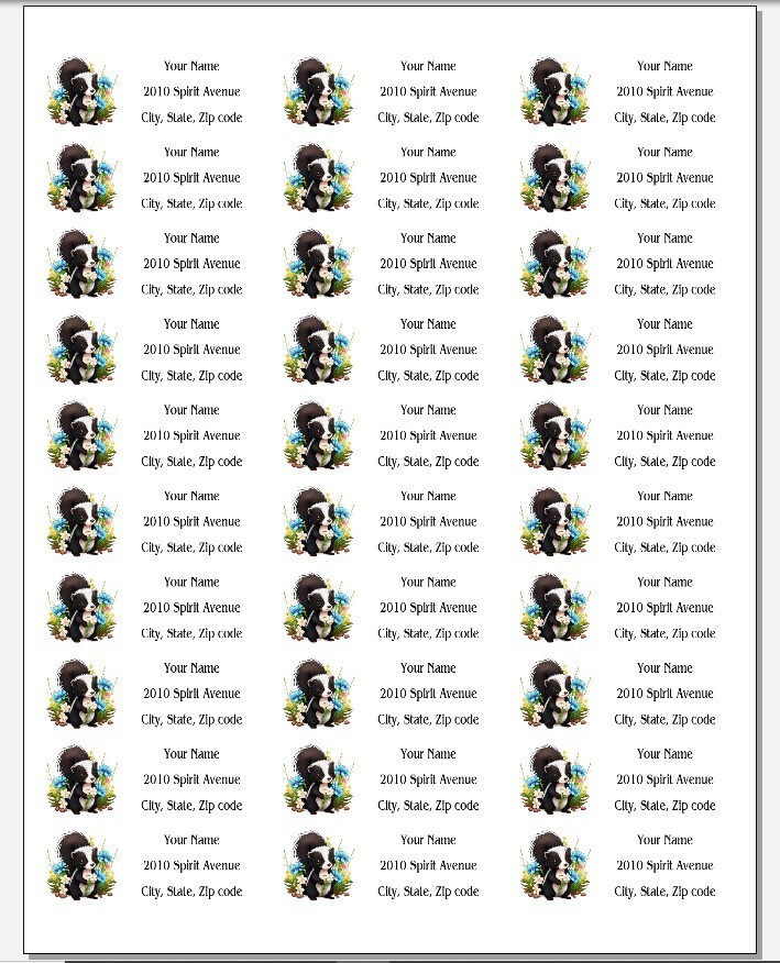 150 Pretty Skunk Flowers Mailing Return Address Labels Personalized