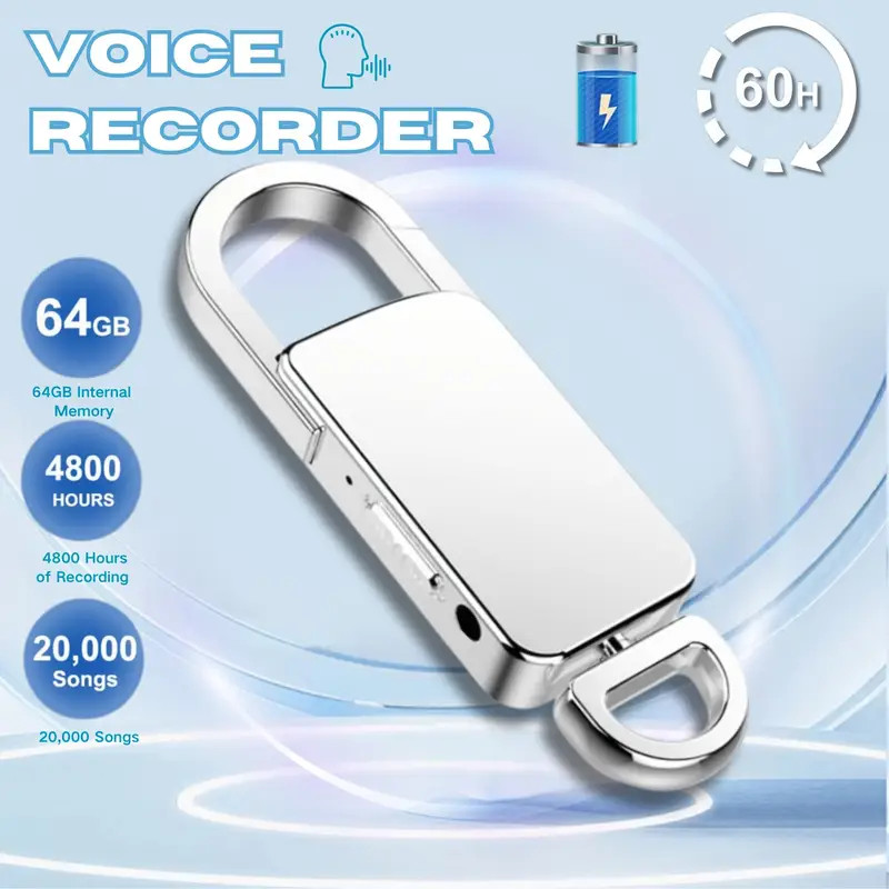 Mini Hidden Spy Digital Audio Recorder Voice Activated Key Chain MP3 Dictaphone