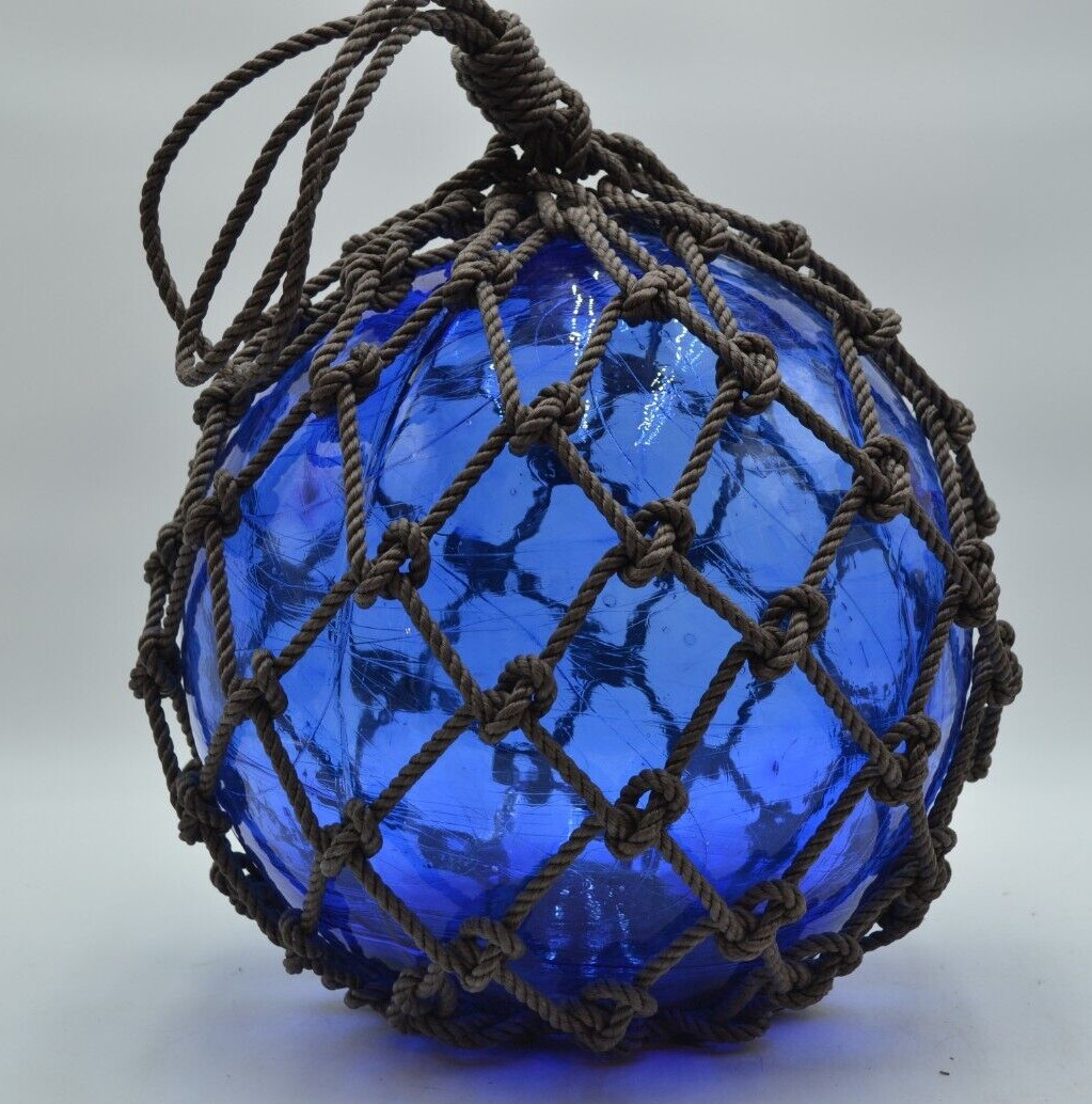 VINTAGE GLASS FISHING FLOAT IN COBALT BLUE