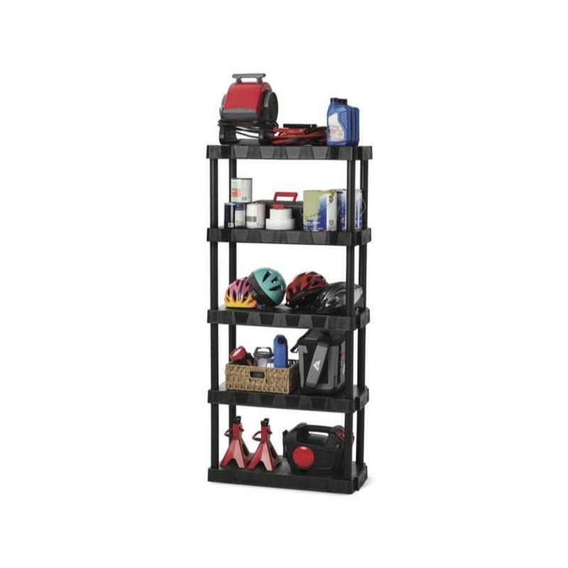 5-Tier Plastic Garage Shelving Unit Easy Assembly Durable Storage Solution New