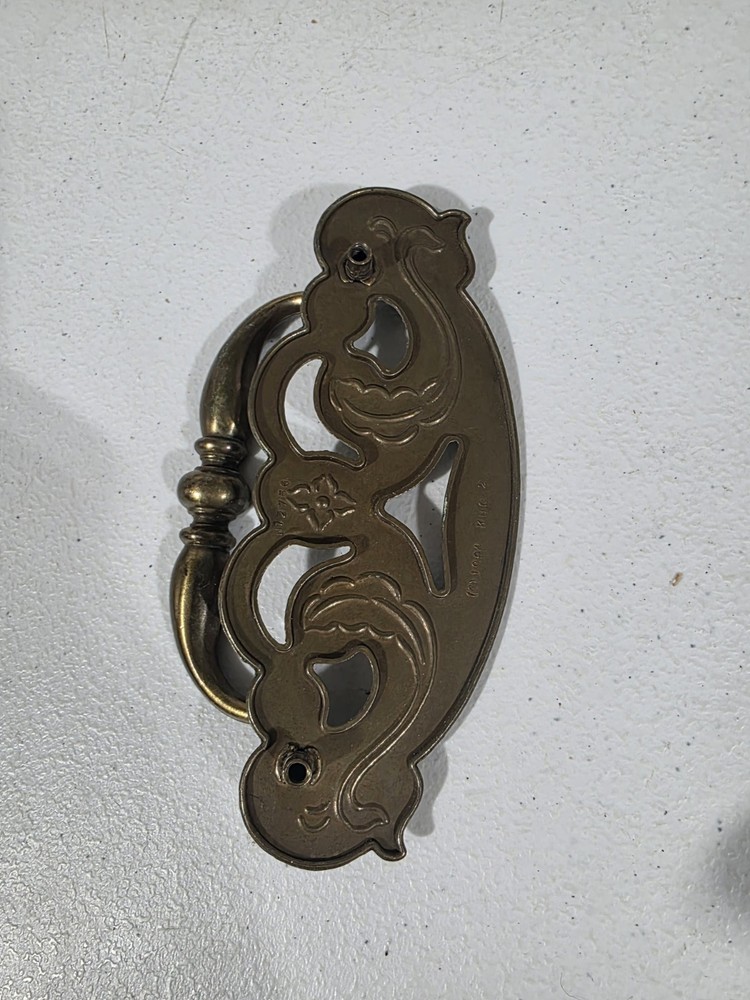 Vintage Brass Ornate Drawer Pull Bail Handle 6” Single No Screws