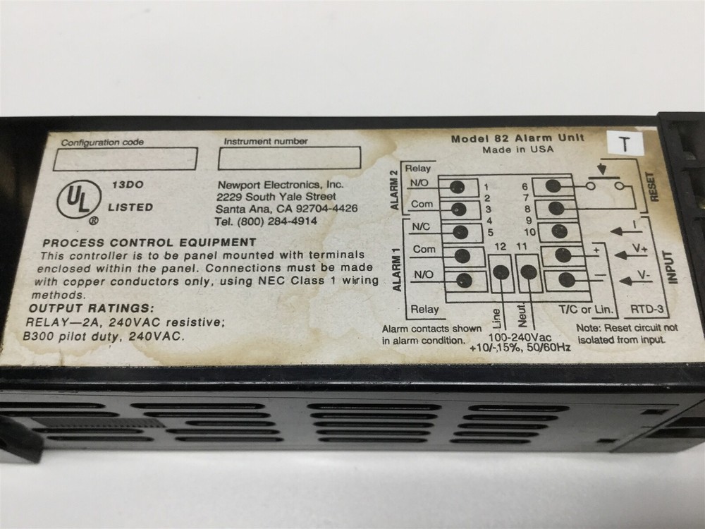 Newport Model 82 Alarm Unit Temperature Controller Process Panel 110/220VAC