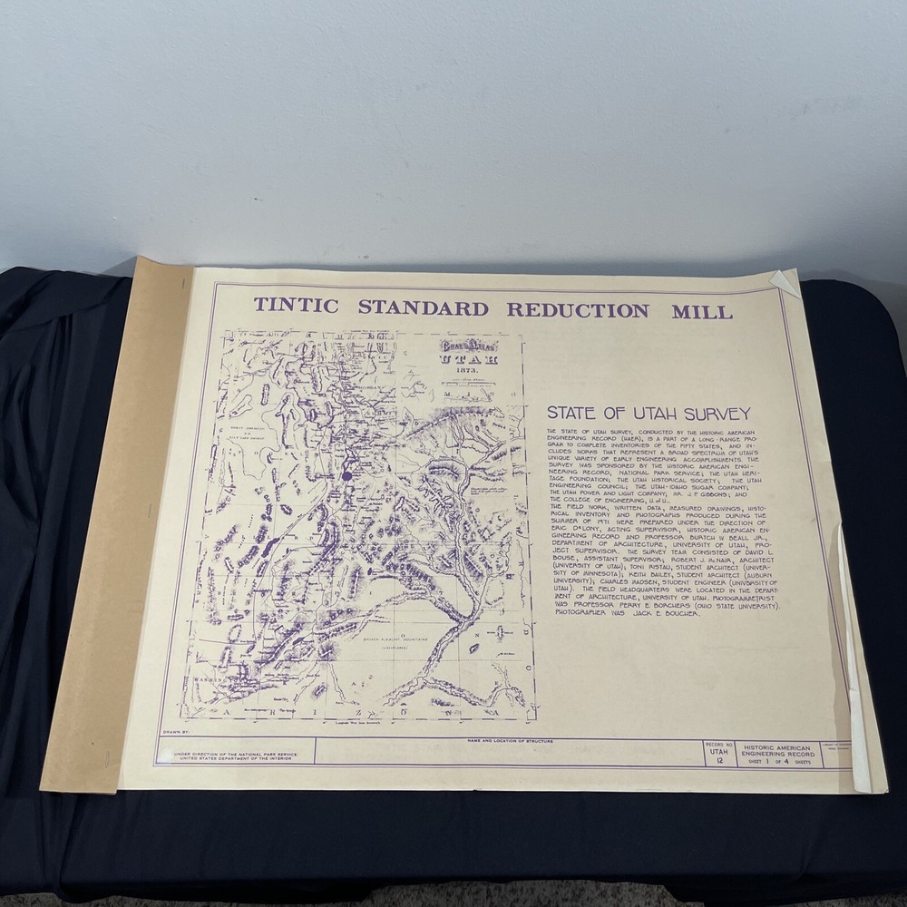 Eureka Utah Tintic Standard Reduction Mill Blueprint Plan Engineering Vtg Mining