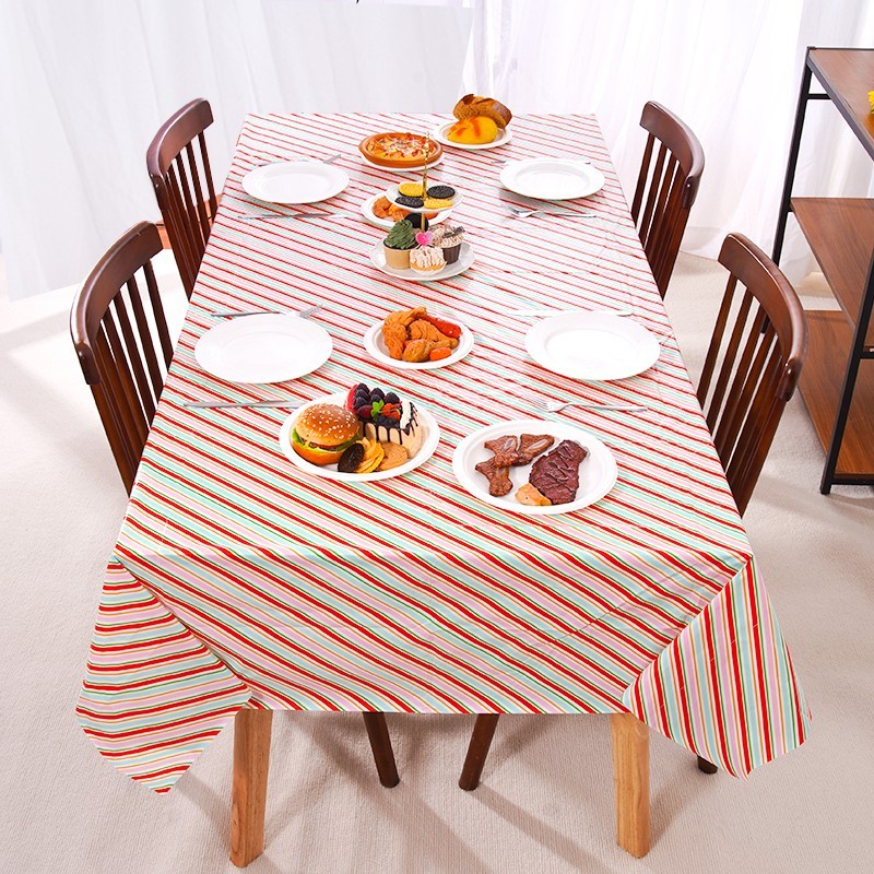 One-piece multi-colored plastic striped pattern waterproof and stain-resistant t