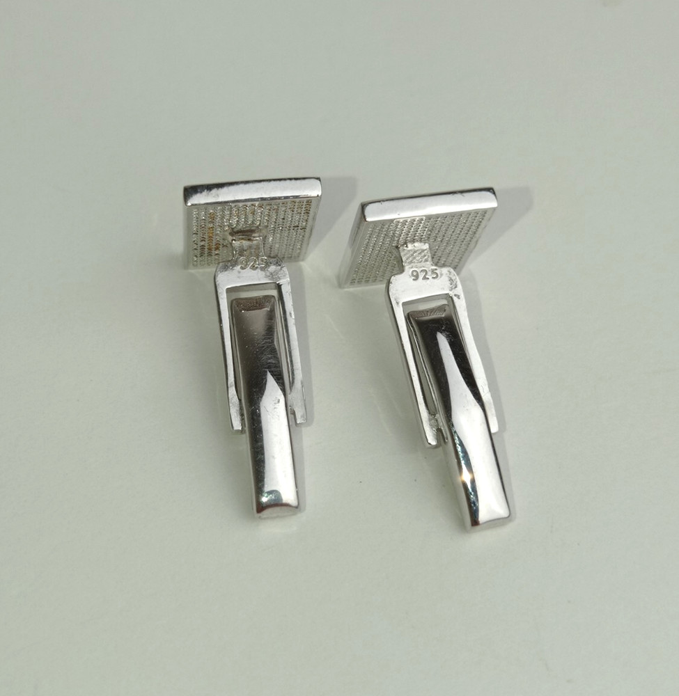 925 Silver Men's Rectangular Cufflinks Freee Gift Box