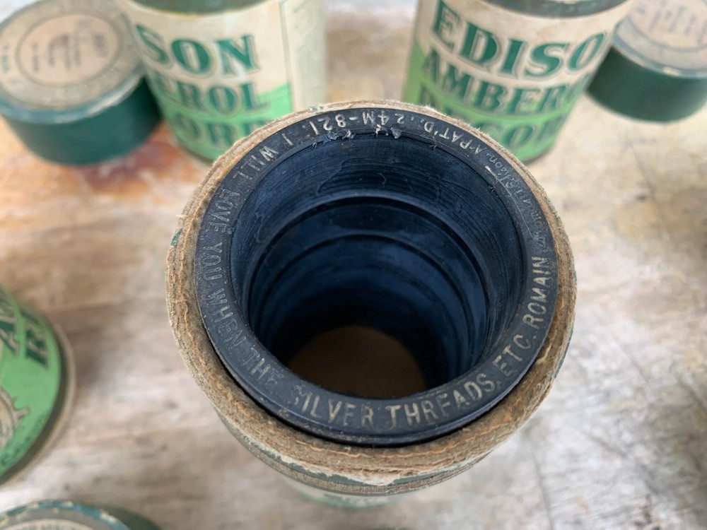 Five Antique Thomas Edison Amberol Cylinder Record With Cases UNTESTED AS IS