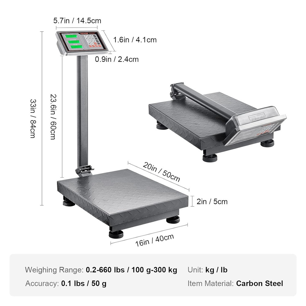 Computing Digital Platform Scale, 660 Lbs Load, 0.1 Lbs Accuracy Computin