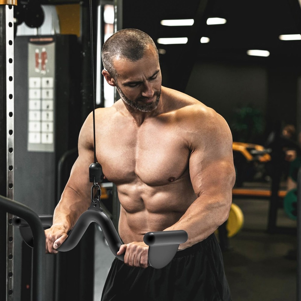 20" LAT Pull Down Bars Cable Machine Attachment, Rowing T-bar V-bar Set, Back...