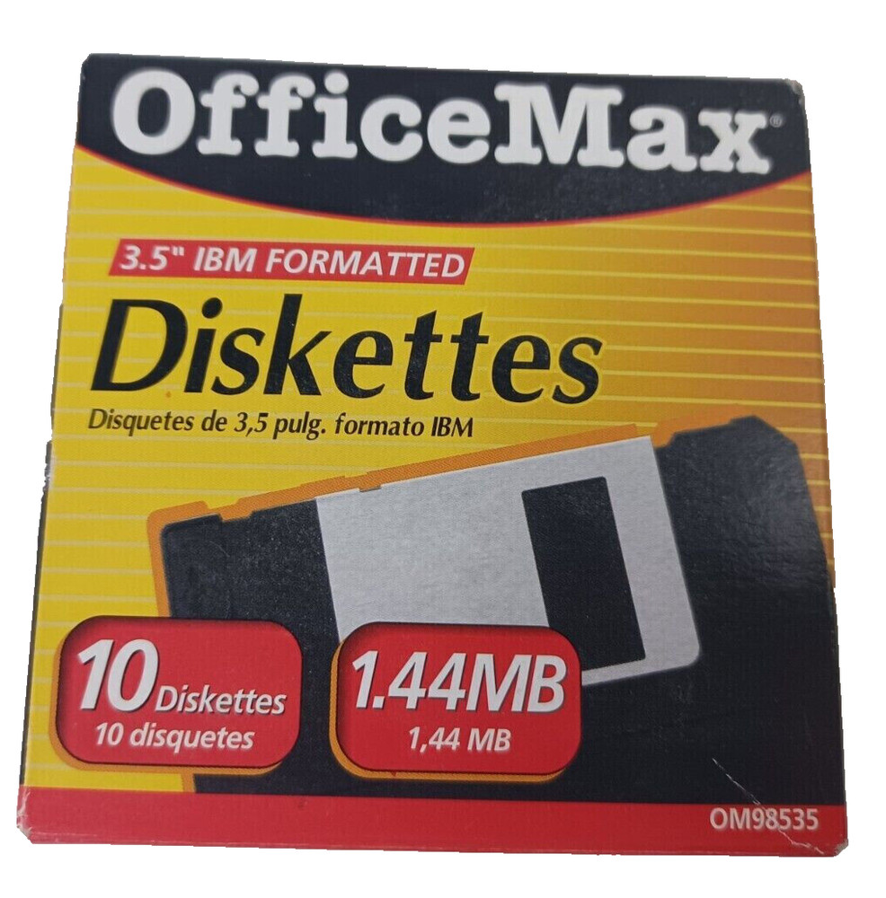 OfficeMax 1.44 MB Diskettes 3.5" Inch IBM Formatted 10 Count New Sealed