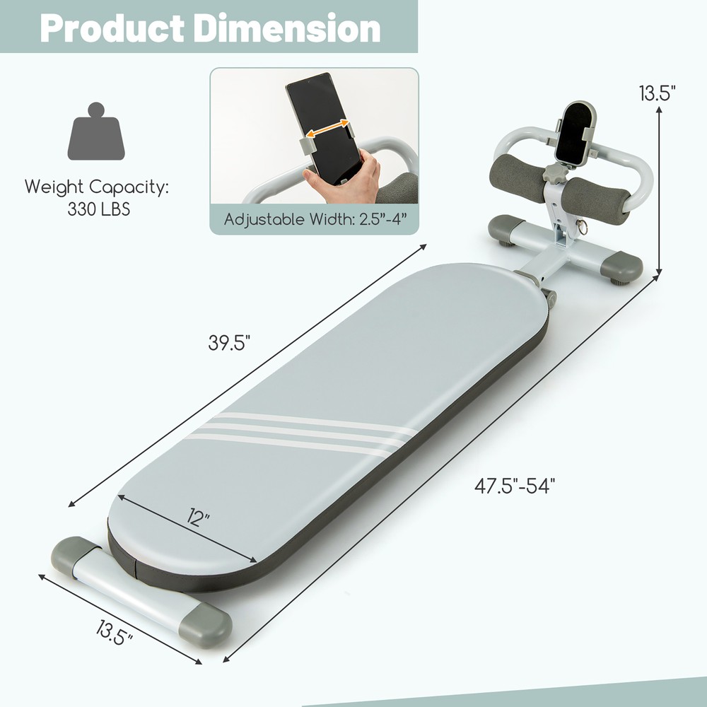Multifunctional Sit Up Bench w/3 Gear Adjustable Angles & Adjustable Length Blue