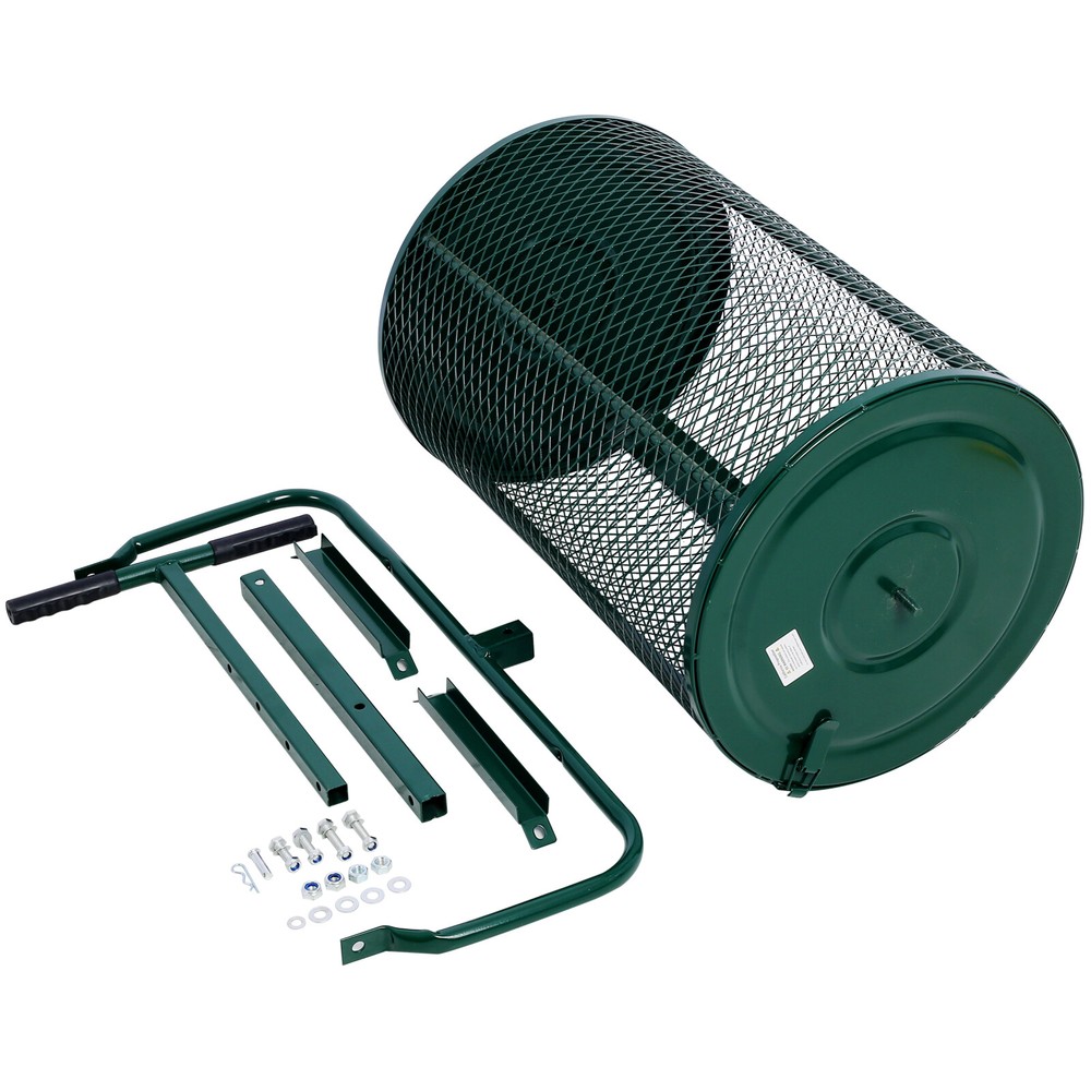 24" Compost Spreader Peat Moss Spreader Roller Lawn Spreader T shaped Handle USA