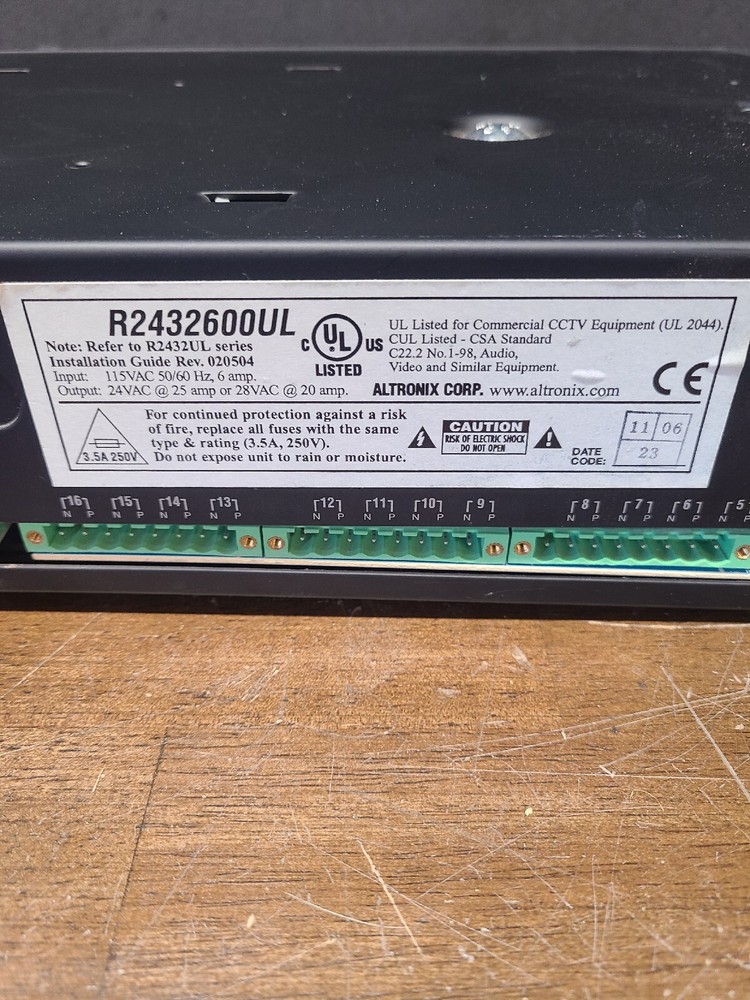 Altronix R2432600UL CCTV, Camera power supply