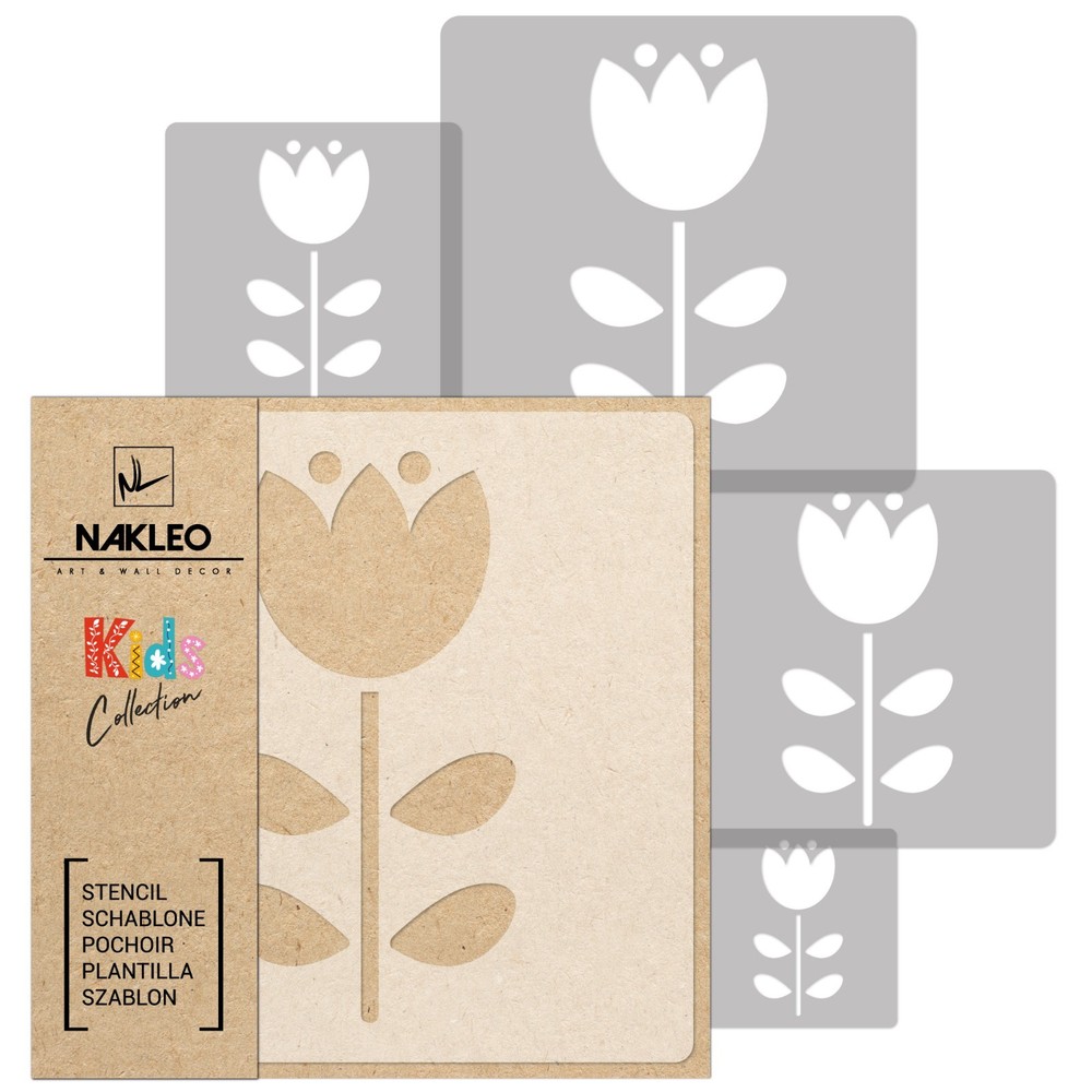 KIDS Reusable Plastic Stencils (5 pcs) // FLOWER #1