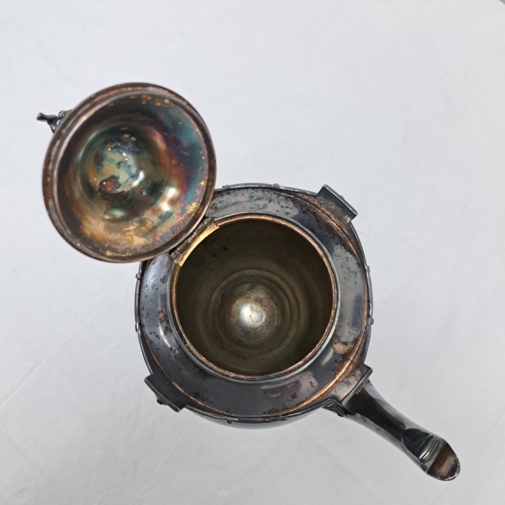 Antique Meriden Britannia Silverplated Coffee Pot 1800s Victorian Decorated