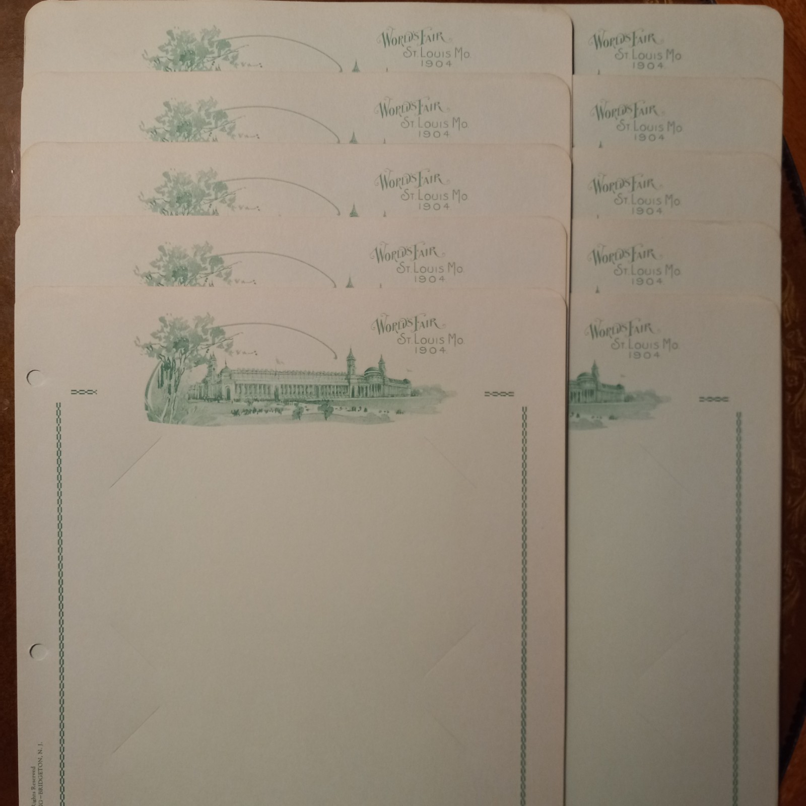 1904 St. Louis World's Fair Postcard Album Sheets / lot of 10 unused