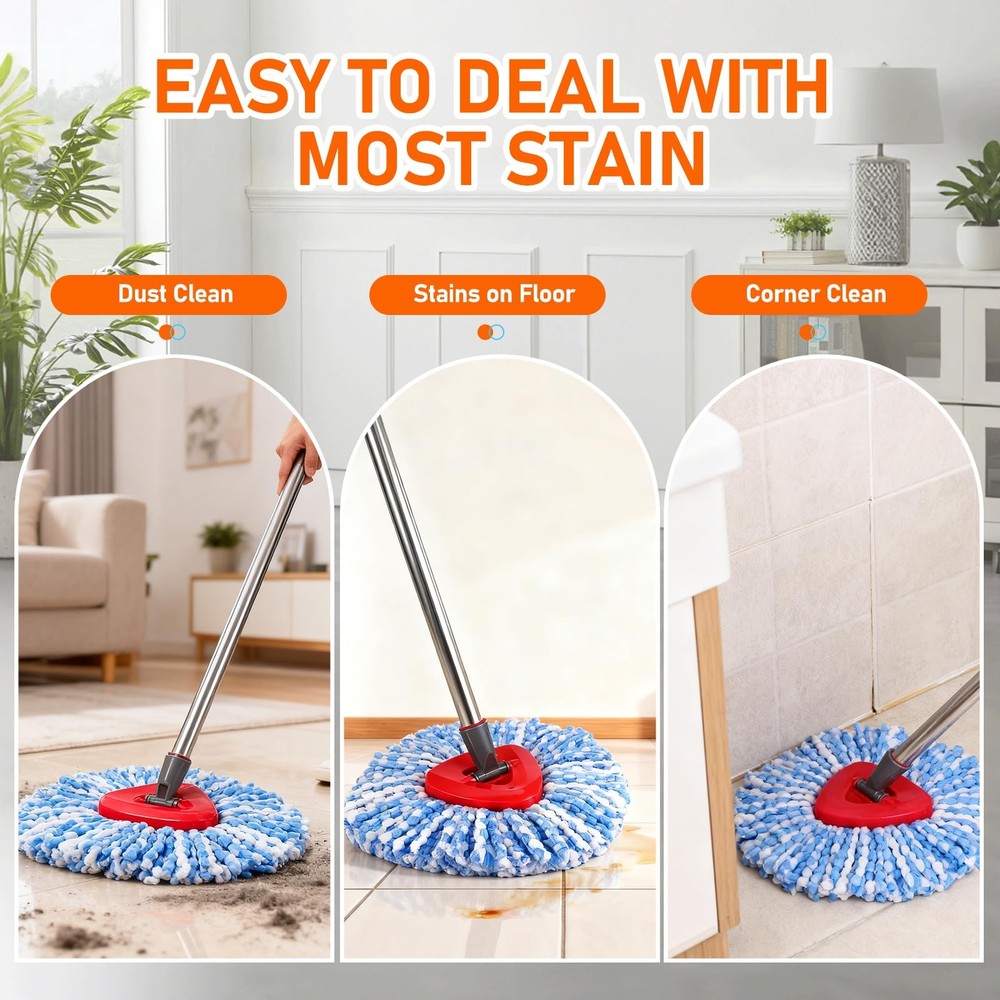 Mop Replace Heads for OCeda 2-Tank System,7 Pack Spin Mop Refill with 2 Scrub...