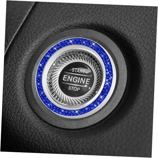 Car Engine Start Stop Decoration Ring, Car Engine Start Button 1PCS Bright Blue